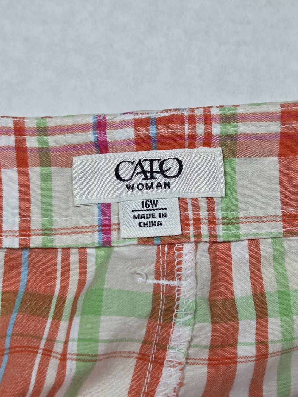 Cato Woman Bermuda Plaid Shorts Multicolor 16W Cotton Spandex‎ Stretch Pockets - Picture 3 of 9